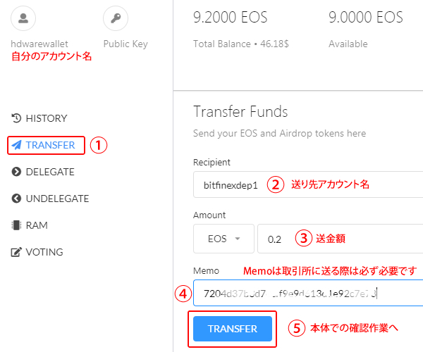 EOS Wallet Transfer